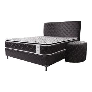 SOMIER JUEGO COMPLETO CONVENCIONAL NEGRO 1.60 X 2.00
